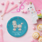 Retro weißer Pudel-kundenspezifischer Pappteller (Party)