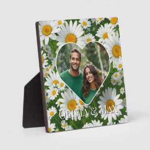 Retro weißes Blumen-Daisy-Foto-Herzfoto Fotoplatte