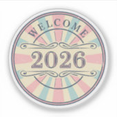Retro Welcome 2026 New Year Sticker (Vorderseite)