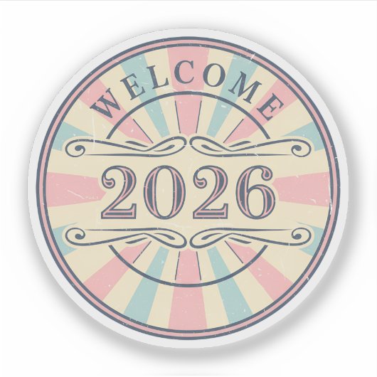Retro Welcome 2026 New Year Sticker (Vorderseite)
