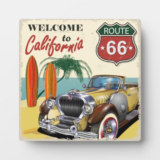 Retro "Welcome to California" Route 66 poster, Fotoplatte (Vorderseite)
