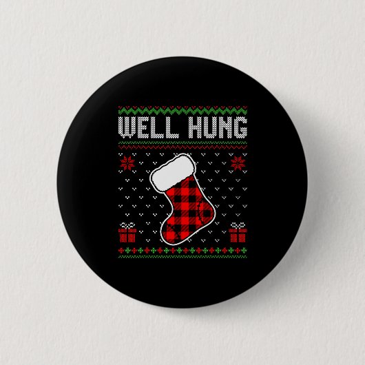 Retro Well Hung Ugly Christmas Sweater Couples Mat Button (Vorderseite)