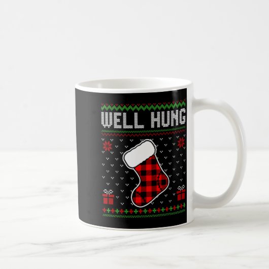 Retro Well Hung Ugly Christmas Sweater Couples Mat Kaffeetasse (Rechts)