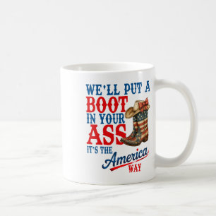 Retro We'll Put A Boot Western Cowgirl USA-Flagge  Kaffeetasse
