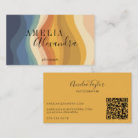 Retro-Welle Boho Erdtöne Name QR Fotograf