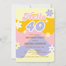 Retro-Welle Groovy-Blume Hallo 40. Geburtstag