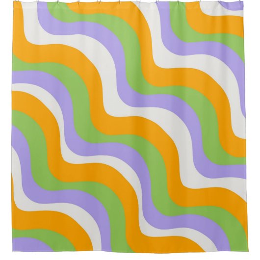 Retro-Welle Groovy Locken-Schicht Abstract Y2k-Mus Duschvorhang (Vorderseite)