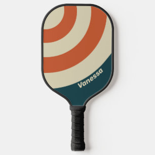 Retro-Welle Kreis Streifen mit Namen Pickleball Schläger
