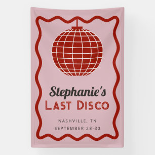Retro Welle Pink und Rot Letzter Disco Junggeselli Banner