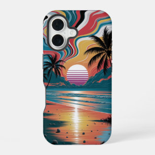Retro-Welle-Sonnenuntergang iPhone 16 Hülle