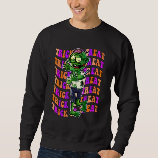 Retro-Welle Zombie Halloween Sweatshirt (Vorderseite)