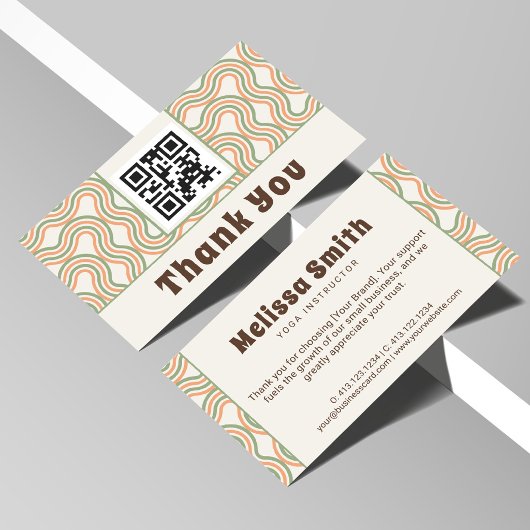 Retro-Wellen-Abstraktes-QR-Code-Geschäft-Dankeschö Begleitkarte