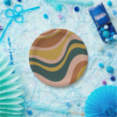 Retro-Wellen Boho-Abstraktes Muster Pappteller (Party)