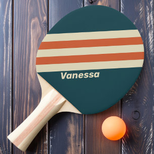 Retro-Wellen-Streifen mit Namen Tischtennis Schläger