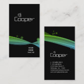 Retro Wellen-Visitenkarte-blaues Grün-Schwarzes Visitenkarte (Vorne/Hinten)