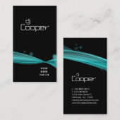 Retro Wellen-Visitenkarte-Schwarz-Türkisblau Visitenkarte (Vorne/Hinten)