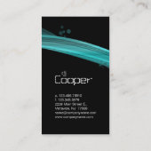 Retro Wellen-Visitenkarte-Schwarz-Türkisblau Visitenkarte (Rückseite)