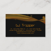 Retro Wellen-Visitenkarte-Schwarzes DJ-Bronzegold Visitenkarte (Rückseite)