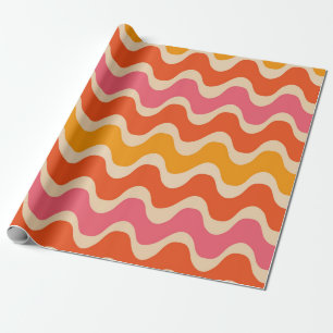 Retro-Wellenmuster in rosa, orange und rot Geschenkpapier