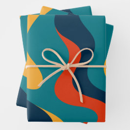 Retro-Wellenmuster modernes Abstract Geschenkpapier Set