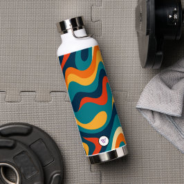 Retro-Wellenmuster modernes Abstrakt Trinkflasche