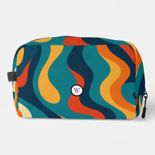 Retro-Wellenmuster modernes abstraktes Make-up-Tas Waschbeutel (Vorderseite)