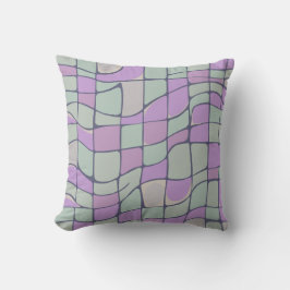Retro-Wellig-Lila-Sagegrün-Karo-Dänisches-Pastell Kissen
