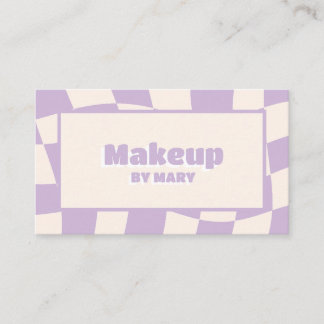 Retro-Wellig Pastell-Lavendel Kariertes Make-up-Ar Visitenkarte