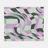 Retro-wellige lila und salbeigrüne karierte dänisc fleecedecke (Vorderseite (Horizontal))
