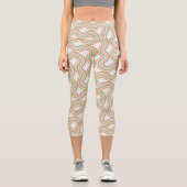 Retro-Welliges abstraktes Muster Benutzerdefiniert Capri Leggings (Vorderseite)