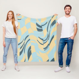 Retro-Welliges Babyblau und Buttergelb Dänisches P Fleecedecke