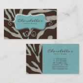 Retro Wellness-Center-Geschäfts-KarteZebra blaues Visitenkarte (Vorne/Hinten)