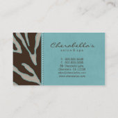 Retro Wellness-Center-Geschäfts-KarteZebra blaues Visitenkarte (Rückseite)