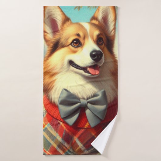 Retro Welsh Corgi Cardigan Painting Badehandtuch (Badehandtuch)