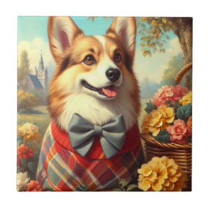 Retro Welsh Corgi Cardigan Painting Fliese