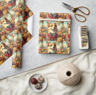 Retro Welsh Corgi Cardigan Painting Geschenkpapier