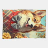 Retro Welsh Corgi Cardigan Painting Geschirrtuch (Horizontal)