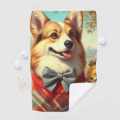 Retro Welsh Corgi Cardigan Painting Golfhandtuch (Insitu)