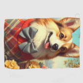 Retro Welsh Corgi Cardigan Painting Golfhandtuch (Horizontal)