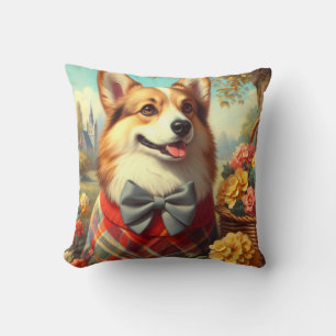 Retro Welsh Corgi Cardigan Painting Kissen
