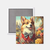 Retro Welsh Corgi Cardigan Painting Magnet (Vorderseite/Rückseite)