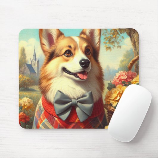 Retro Welsh Corgi Cardigan Painting Mousepad (Mit Mouse)