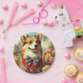 Retro Welsh Corgi Cardigan Painting Pappteller (Party)