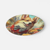 Retro Welsh Corgi Cardigan Painting Pappteller (Schrägansicht)