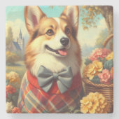 Retro Welsh Corgi Cardigan Painting Steinuntersetzer (Vorderseite)