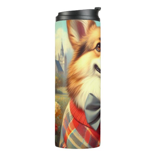 Retro Welsh Corgi Cardigan Painting Thermosbecher (Nach links gedreht)