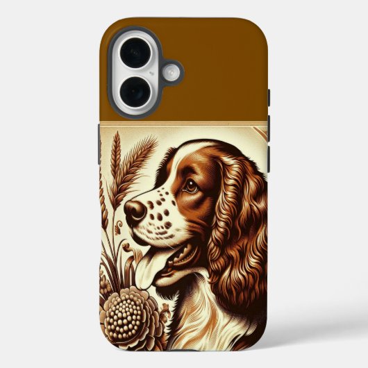 Retro Welsh Springer Spanisch Brown White Art Case-Mate iPhone Hülle (Rückseite)
