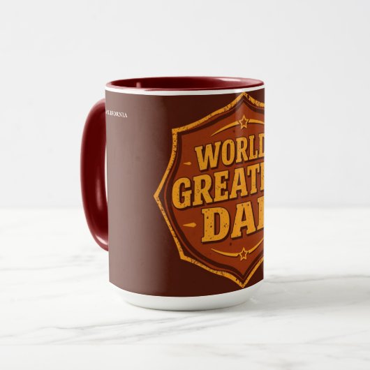 Retro Welt Bestester Papa Abzeichen Tasse | Anpass (Vorderseite Links)