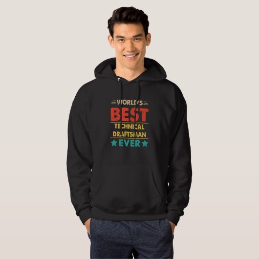 Retro Weltbester Technischer Zeichner Aller Zeiten Hoodie (Vorne ganz)