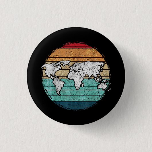 Retro-Weltkarte Button (Vorderseite)